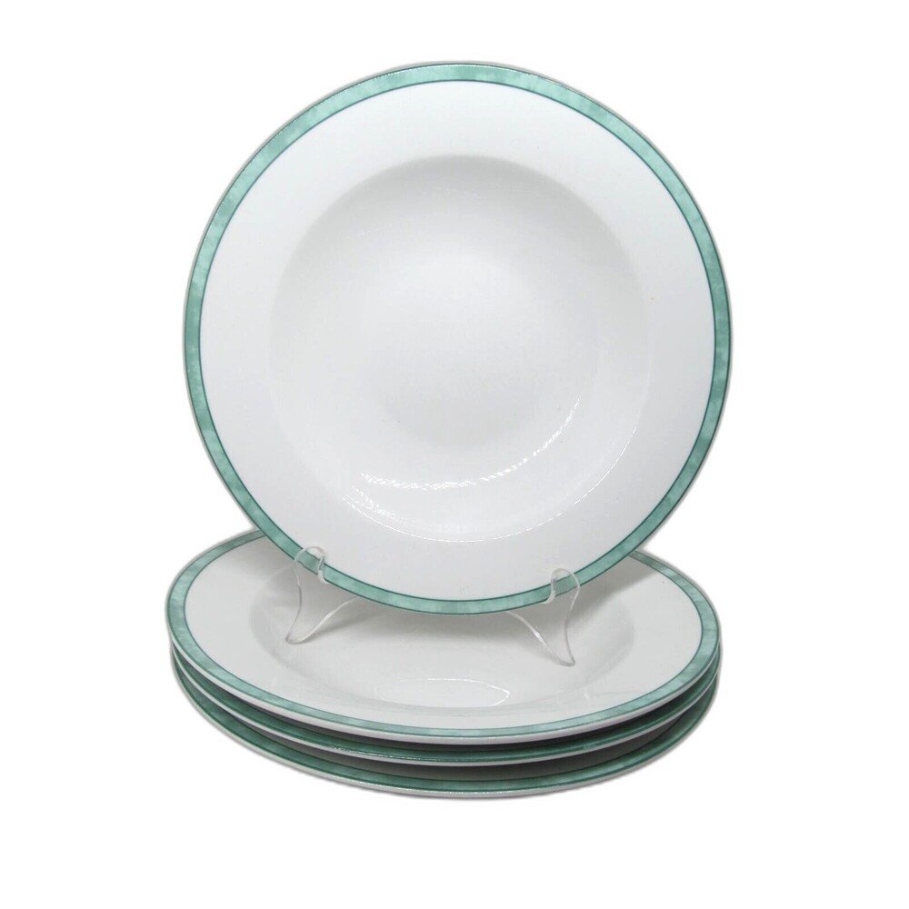 Wolfgang Puck Bistro Spago Green 10" Rimmed Soup Salad Bowls Bundle of 4
